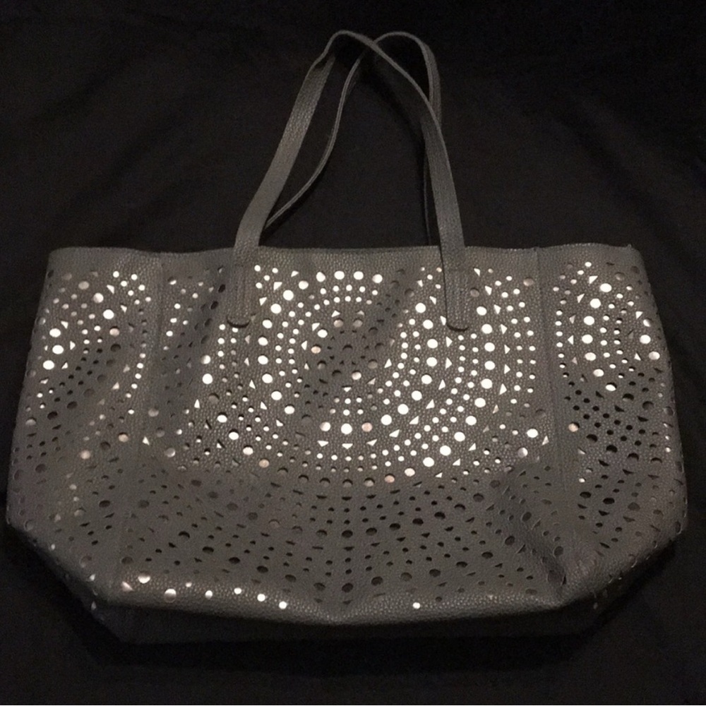 Elegant Gray Perforated Tote Bag